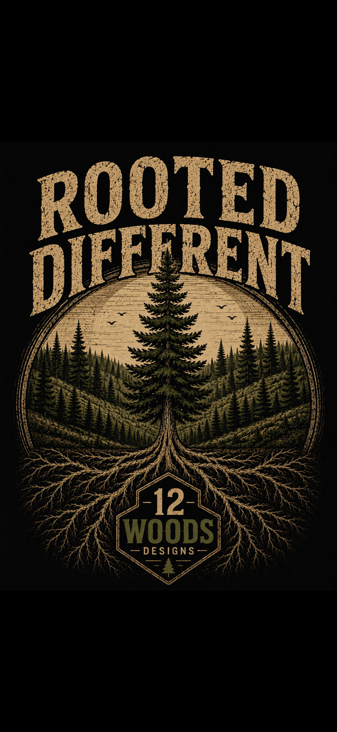 Rooted Different Tee — 12 Woods Designs